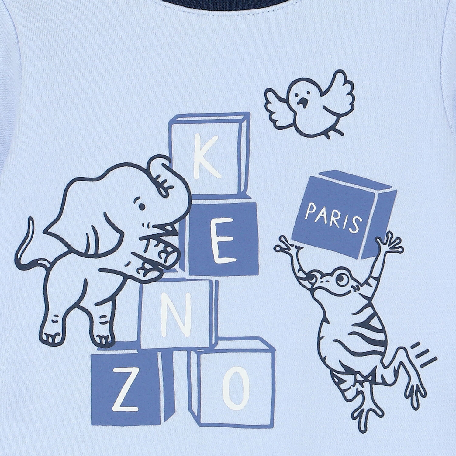 Baby Boys Blue Logo & Animals Romper, 1, hi-res
